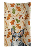 Blue Merle Cardigan Welsh Corgi Heirloom Fall Kitchen Towel Velour Plush Front and Cotton Loop Back Machine Washable