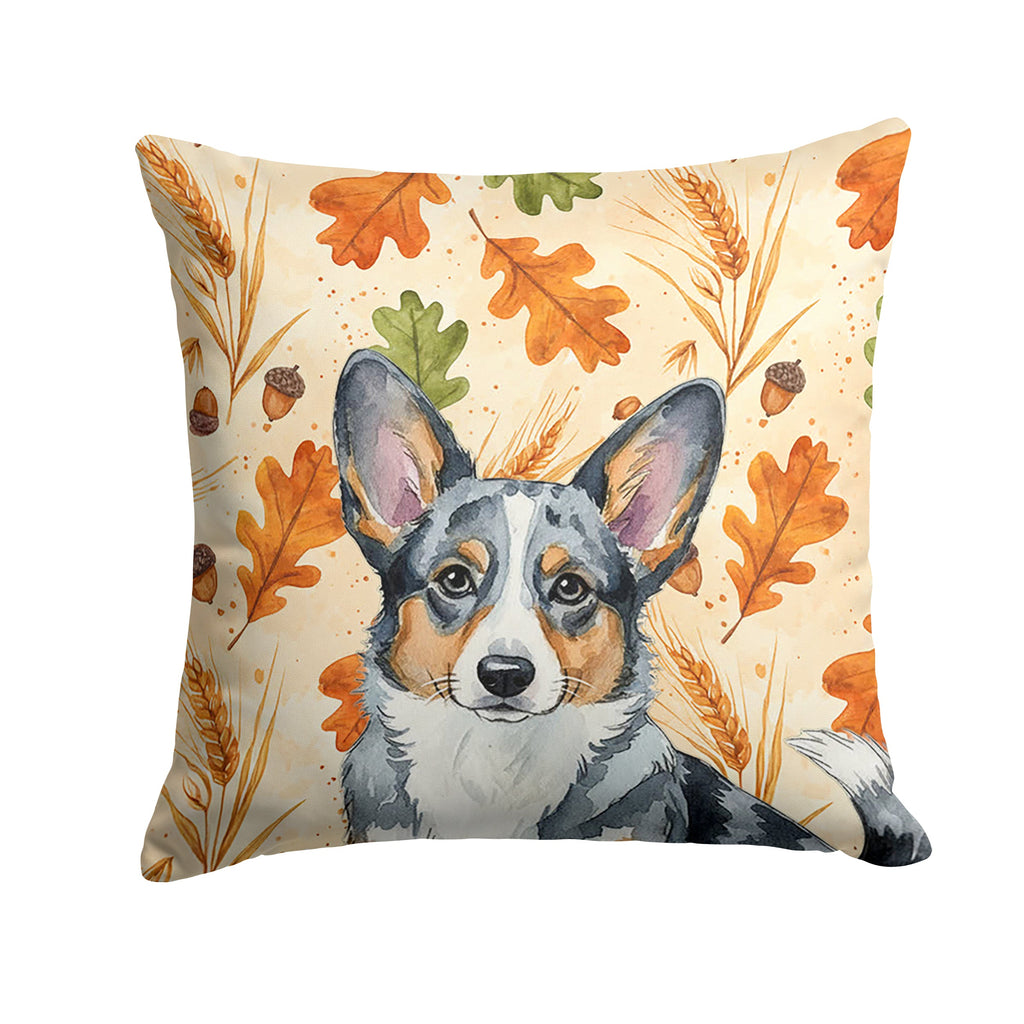Blue Merle Cardigan Welsh Corgi Heirloom Fall Decorative Throw Pillow 18x18 Indoor Outdoor Accent Cushion, Fabric Cover with Insert for Sofa, Bed, Porch & Living Room