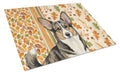 Brindle Cardigan Welsh Corgi Heirloom Fall Cutting Board Tempered Glass Kitchen Cutting Surface, Heat Resistant Chopping, Non-Slip Feet, Food Prep & Serving