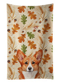 Red Cardigan Welsh Corgi Heirloom Fall Kitchen Towel Velour Plush Front and Cotton Loop Back Machine Washable