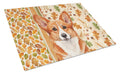 Red Cardigan Welsh Corgi Heirloom Fall Cutting Board Tempered Glass Kitchen Cutting Surface, Heat Resistant Chopping, Non-Slip Feet, Food Prep & Serving
