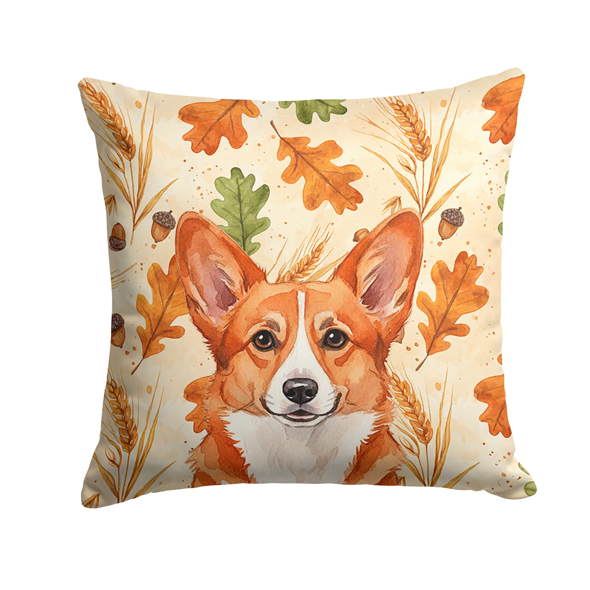 Red Cardigan Welsh Corgi Heirloom Fall Decorative Throw Pillow 18x18 Indoor Outdoor Accent Cushion, Fabric Cover with Insert for Sofa, Bed, Porch & Living Room