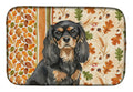 Black and Tan Cavalier Spaniel Heirloom Fall Dish Drying Mat Absorbent Dish Drying Mat Pad for Kitchen Counter Dish Drainer Mat for Countertop, 14 x 21", Multicolor