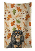 Black and Tan Cavalier Spaniel Heirloom Fall Kitchen Towel Velour Plush Front and Cotton Loop Back Machine Washable