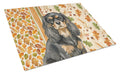 Black and Tan Cavalier Spaniel Heirloom Fall Cutting Board Tempered Glass Kitchen Cutting Surface, Heat Resistant Chopping, Non-Slip Feet, Food Prep & Serving