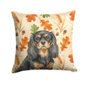 Black and Tan Cavalier Spaniel Heirloom Fall Decorative Throw Pillow 18x18 Indoor Outdoor Accent Cushion, Fabric Cover with Insert for Sofa, Bed, Porch & Living Room