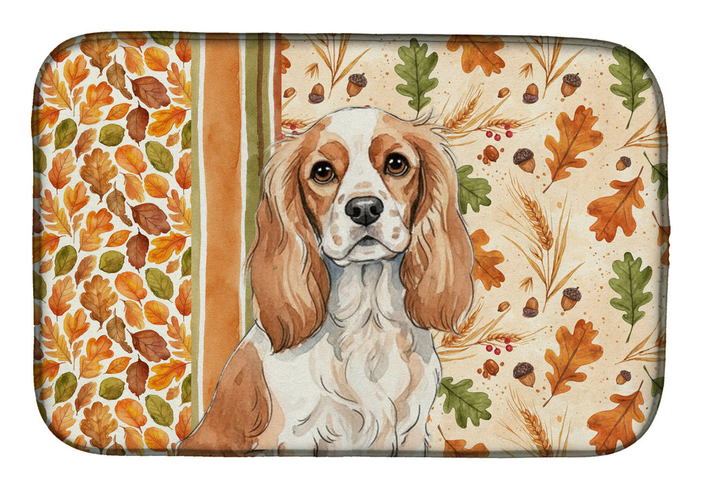 Blenheim Cavalier Spaniel Heirloom Fall Dish Drying Mat Absorbent Dish Drying Mat Pad for Kitchen Counter Dish Drainer Mat for Countertop, 14 x 21", Multicolor