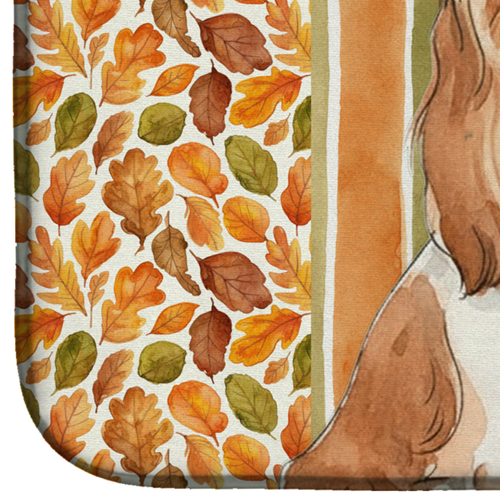 Blenheim Cavalier Spaniel Heirloom Fall Dish Drying Mat Absorbent Dish Drying Mat Pad for Kitchen Counter Dish Drainer Mat for Countertop, 14 x 21", Multicolor