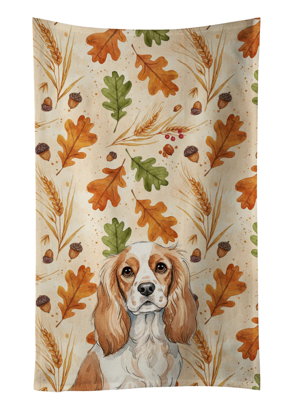 Blenheim Cavalier Spaniel Heirloom Fall Kitchen Towel Velour Plush Front and Cotton Loop Back Machine Washable