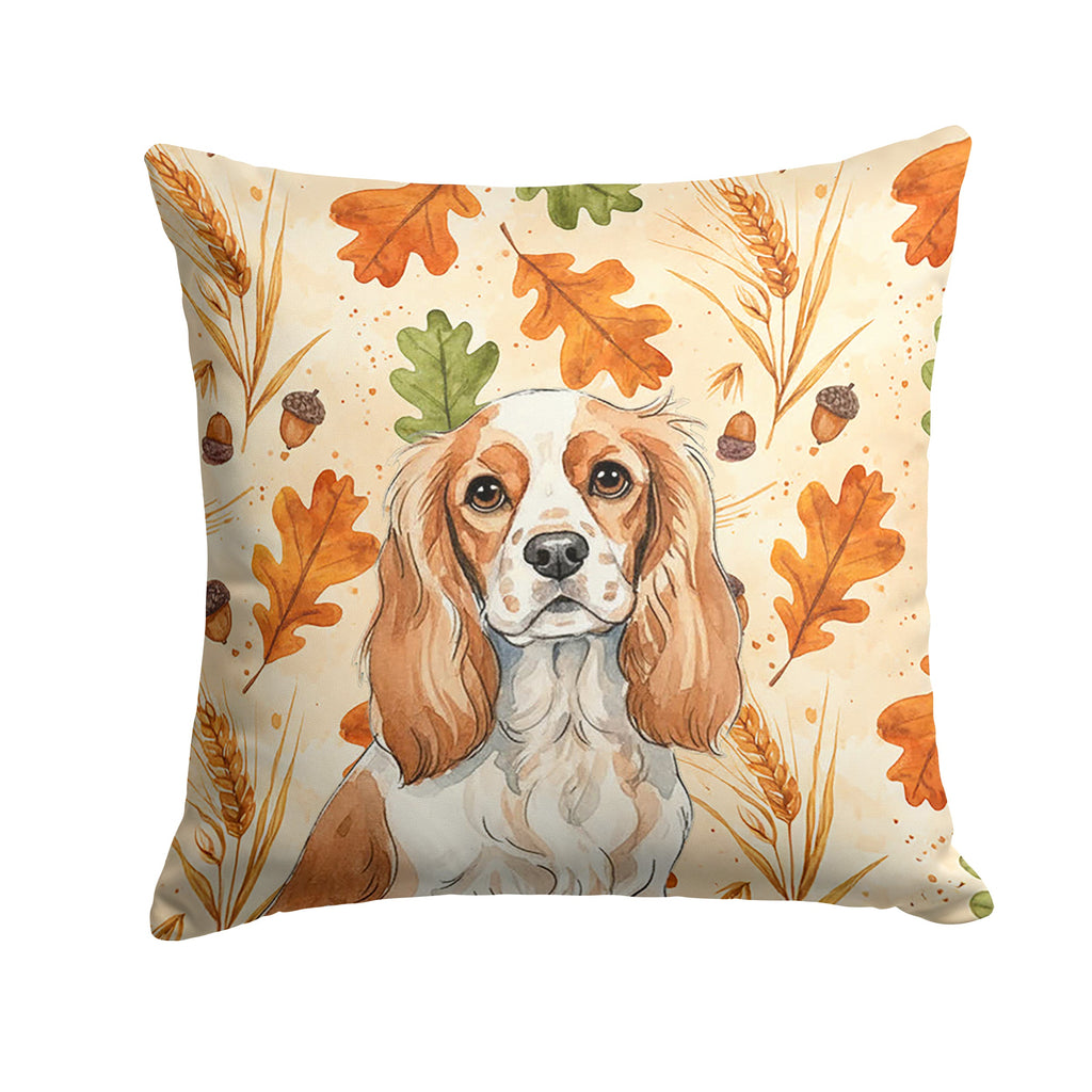 Blenheim Cavalier Spaniel Heirloom Fall Decorative Throw Pillow 18x18 Indoor Outdoor Accent Cushion, Fabric Cover with Insert for Sofa, Bed, Porch & Living Room
