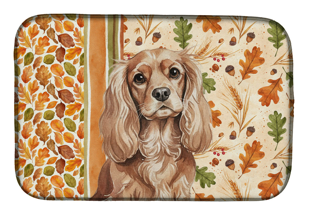 Ruby Cavalier Spaniel Heirloom Fall Dish Drying Mat Absorbent Dish Drying Mat Pad for Kitchen Counter Dish Drainer Mat for Countertop, 14 x 21", Multicolor