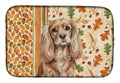 Ruby Cavalier Spaniel Heirloom Fall Dish Drying Mat Absorbent Dish Drying Mat Pad for Kitchen Counter Dish Drainer Mat for Countertop, 14 x 21", Multicolor