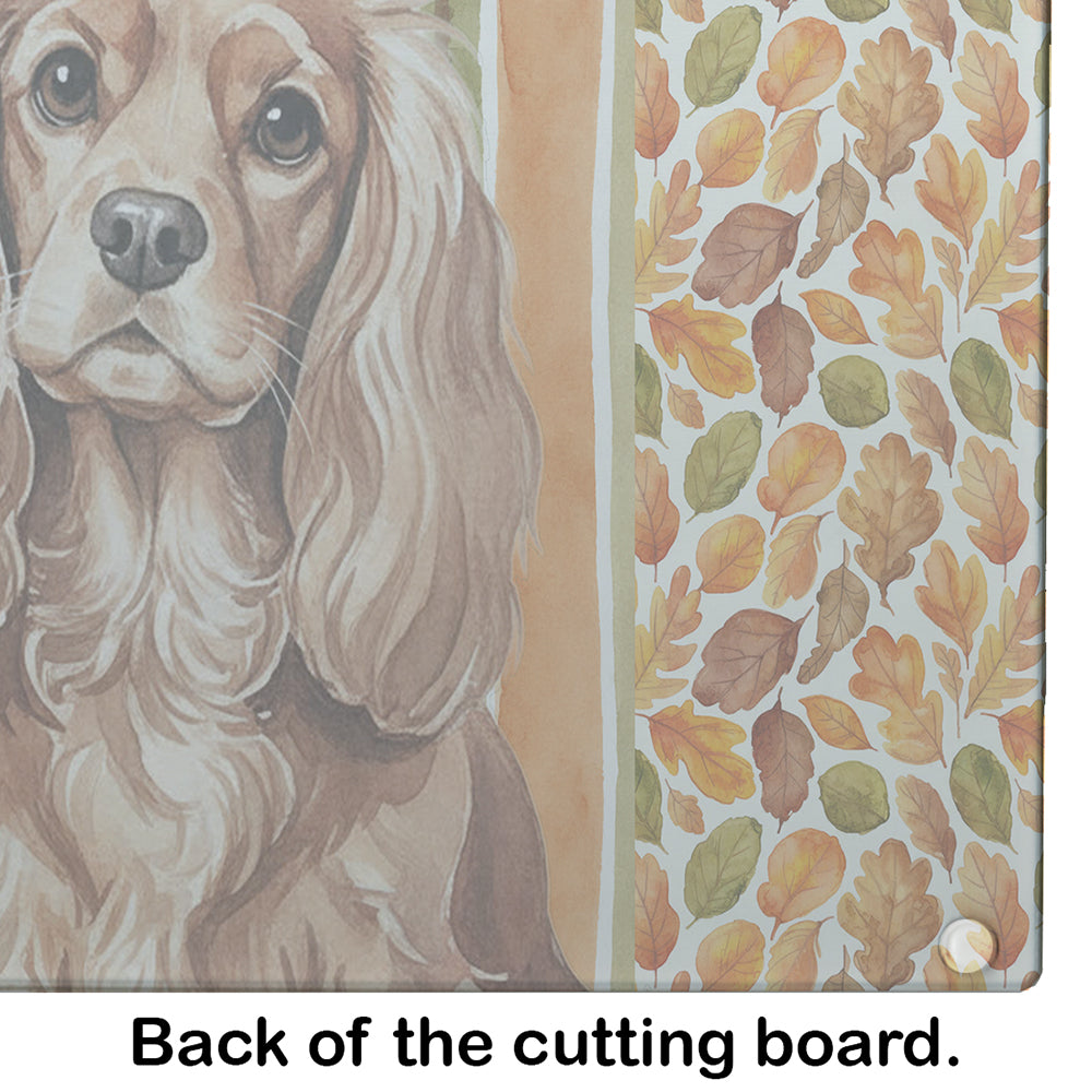 Ruby Cavalier Spaniel Heirloom Fall Cutting Board Tempered Glass Kitchen Cutting Surface, Heat Resistant Chopping, Non-Slip Feet, Food Prep & Serving