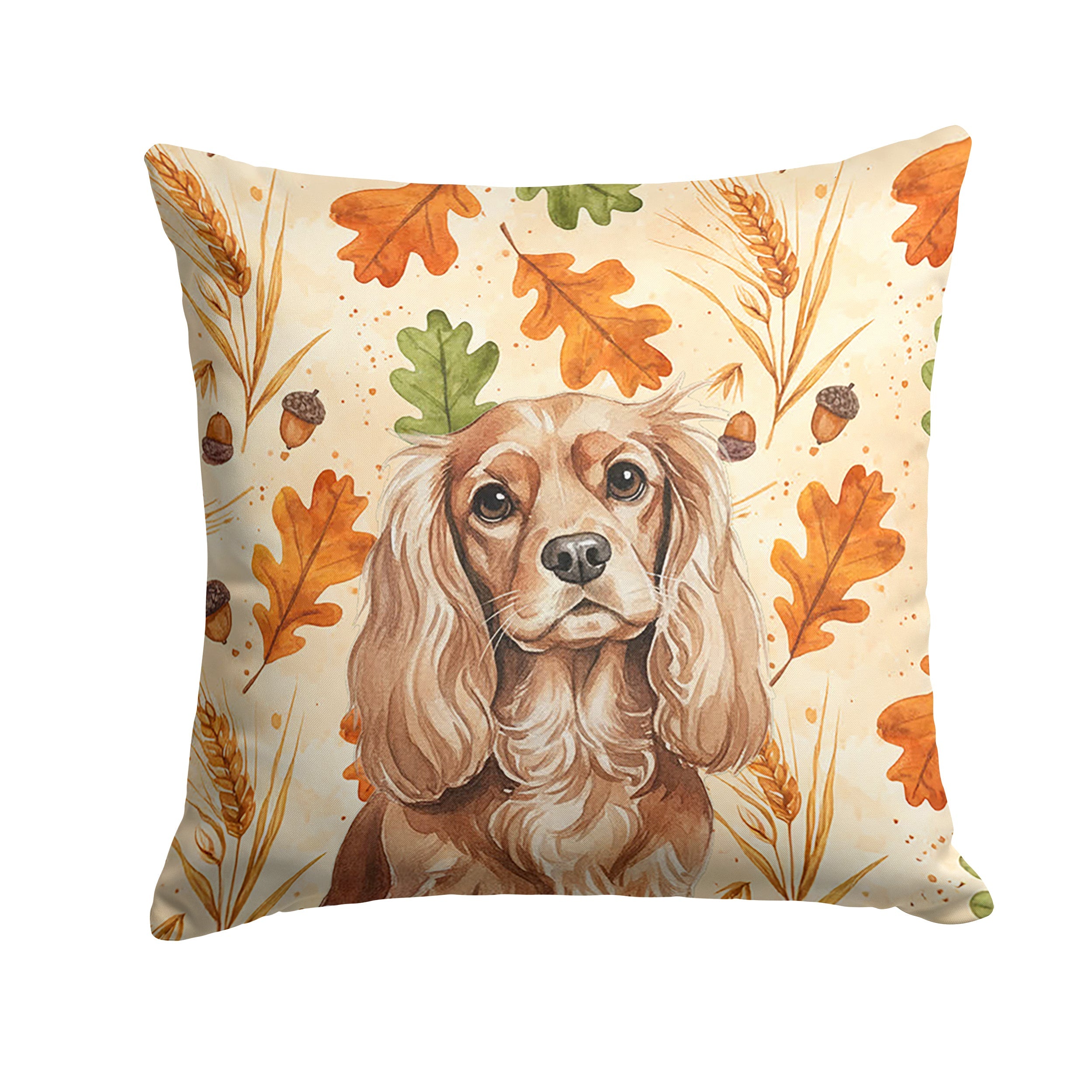Ruby Cavalier Spaniel Heirloom Fall Decorative Throw Pillow 18x18 Indoor Outdoor Accent Cushion, Fabric Cover with Insert for Sofa, Bed, Porch & Living Room