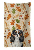 Tricolor Cavalier Spaniel Heirloom Fall Kitchen Towel Velour Plush Front and Cotton Loop Back Machine Washable