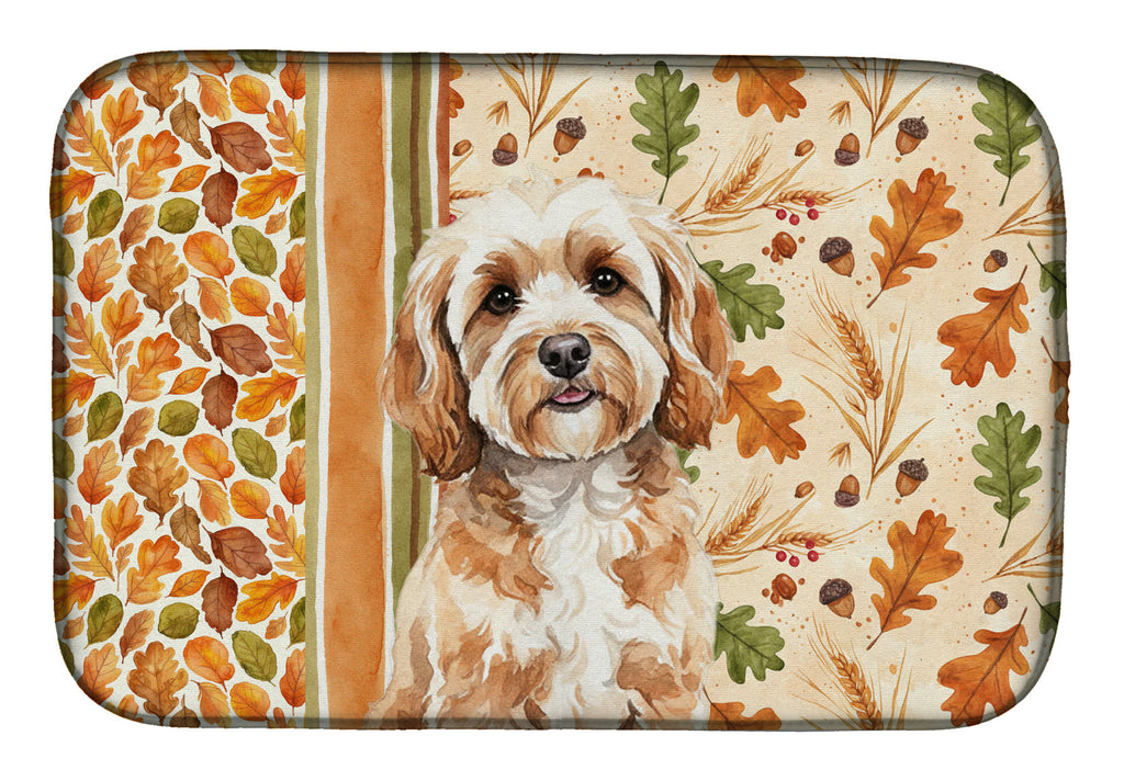 Cavapoo Heirloom Fall Dish Drying Mat Absorbent Dish Drying Mat Pad for Kitchen Counter Dish Drainer Mat for Countertop, 14 x 21", Multicolor