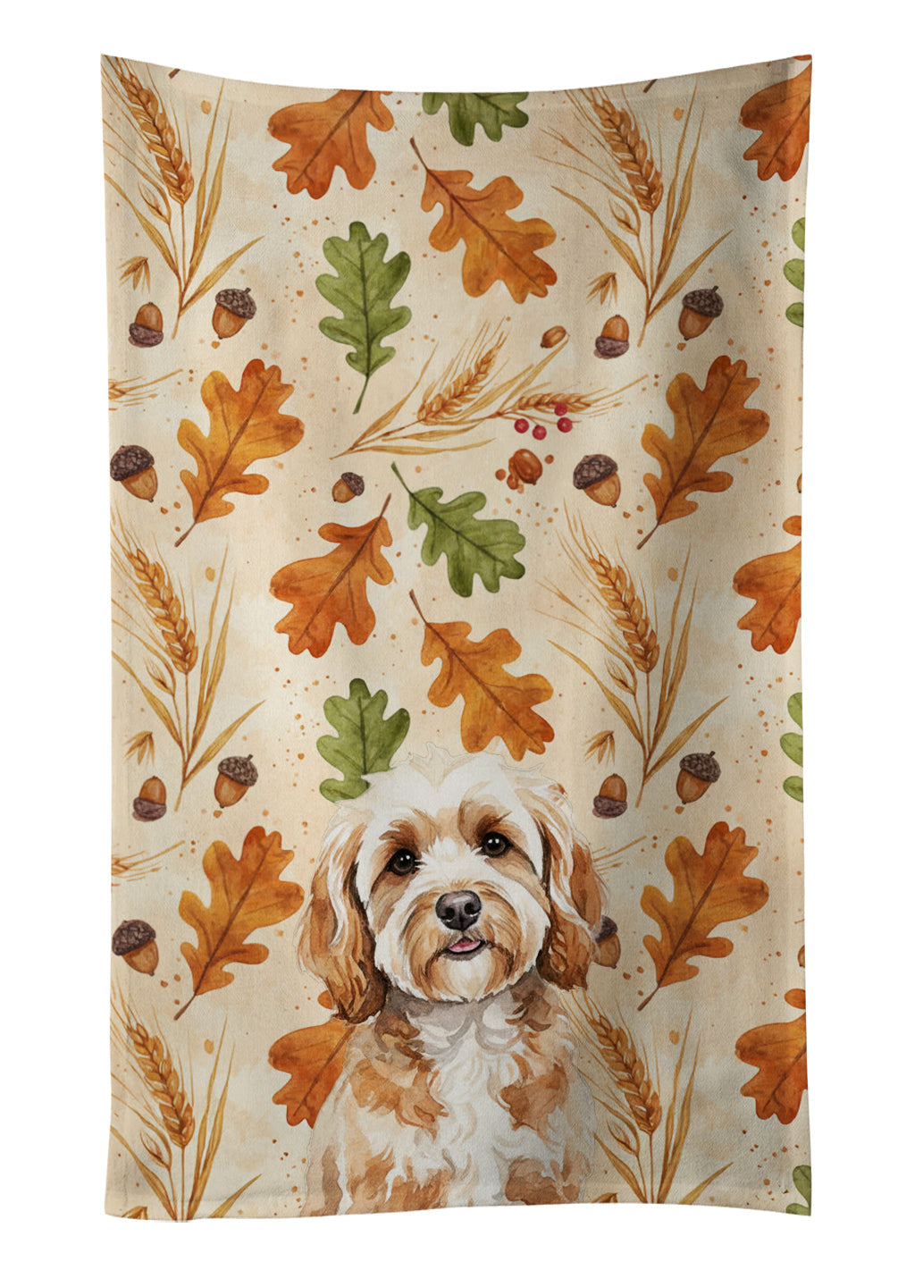 Cavapoo Heirloom Fall Kitchen Towel Velour Plush Front and Cotton Loop Back Machine Washable