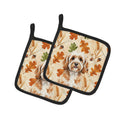 Cavapoo Heirloom Fall Pot Holder Set of 2 Heat Resistant Quilted Hot Pads 7.5 x 7.5 Inch, Insulated Kitchen Trivets for Cooking & Baking