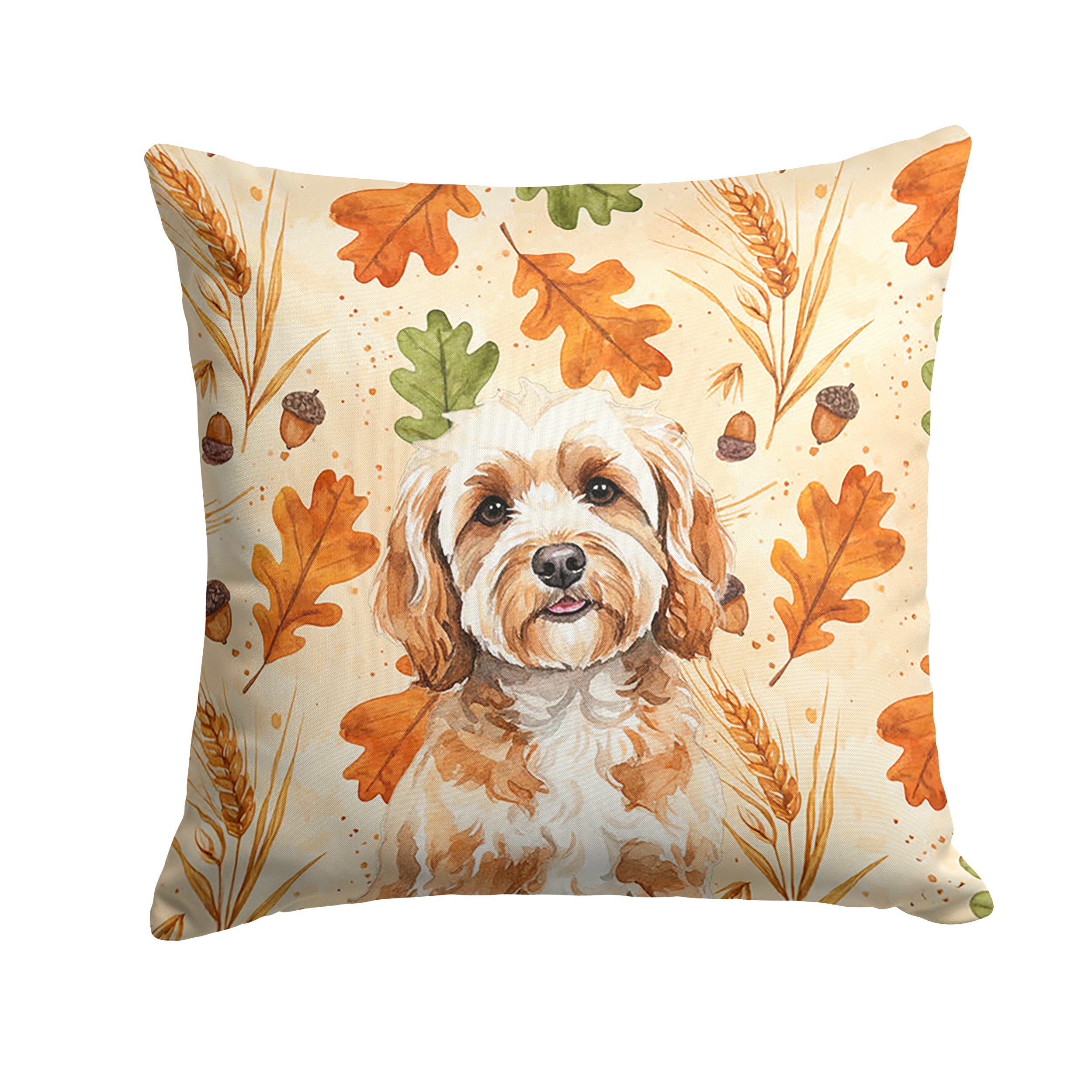 Cavapoo Heirloom Fall Decorative Throw Pillow 18x18 Indoor Outdoor Accent Cushion, Fabric Cover with Insert for Sofa, Bed, Porch & Living Room