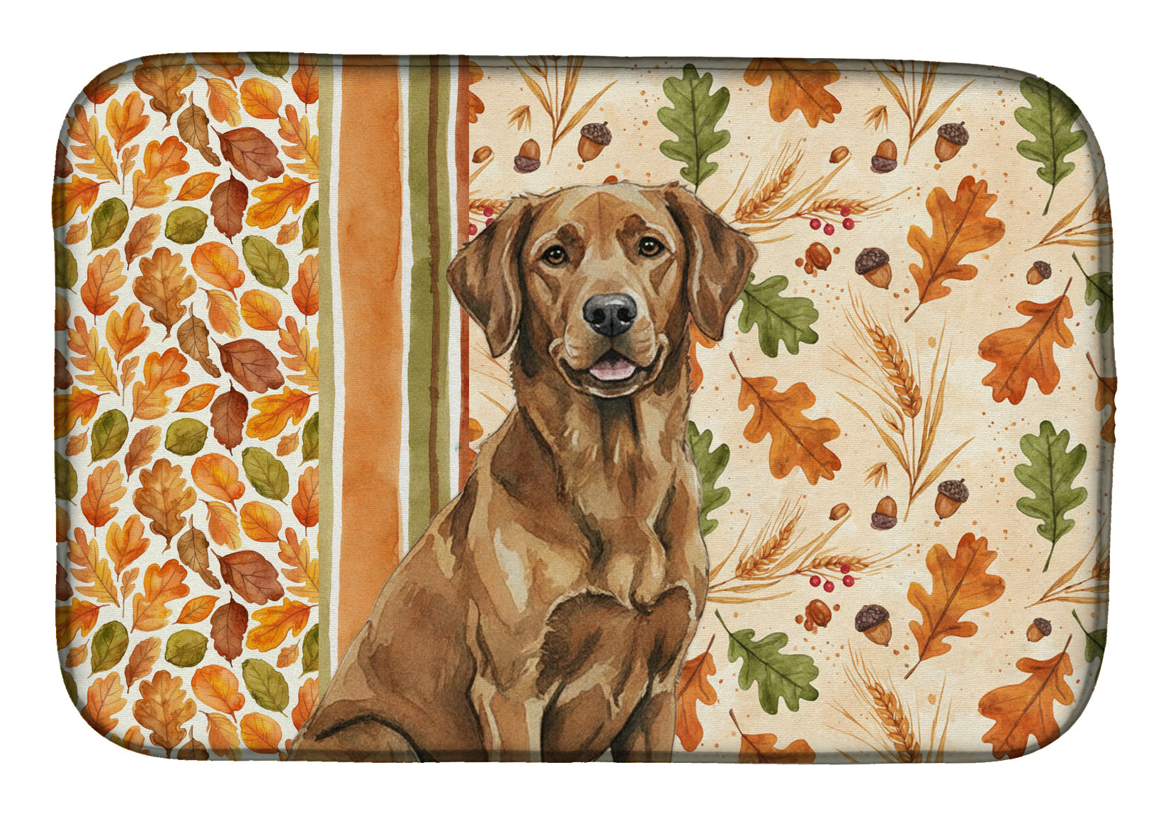 Chesapeake Bay Retriever Heirloom Fall Dish Drying Mat Absorbent Dish Drying Mat Pad for Kitchen Counter Dish Drainer Mat for Countertop, 14 x 21", Multicolor