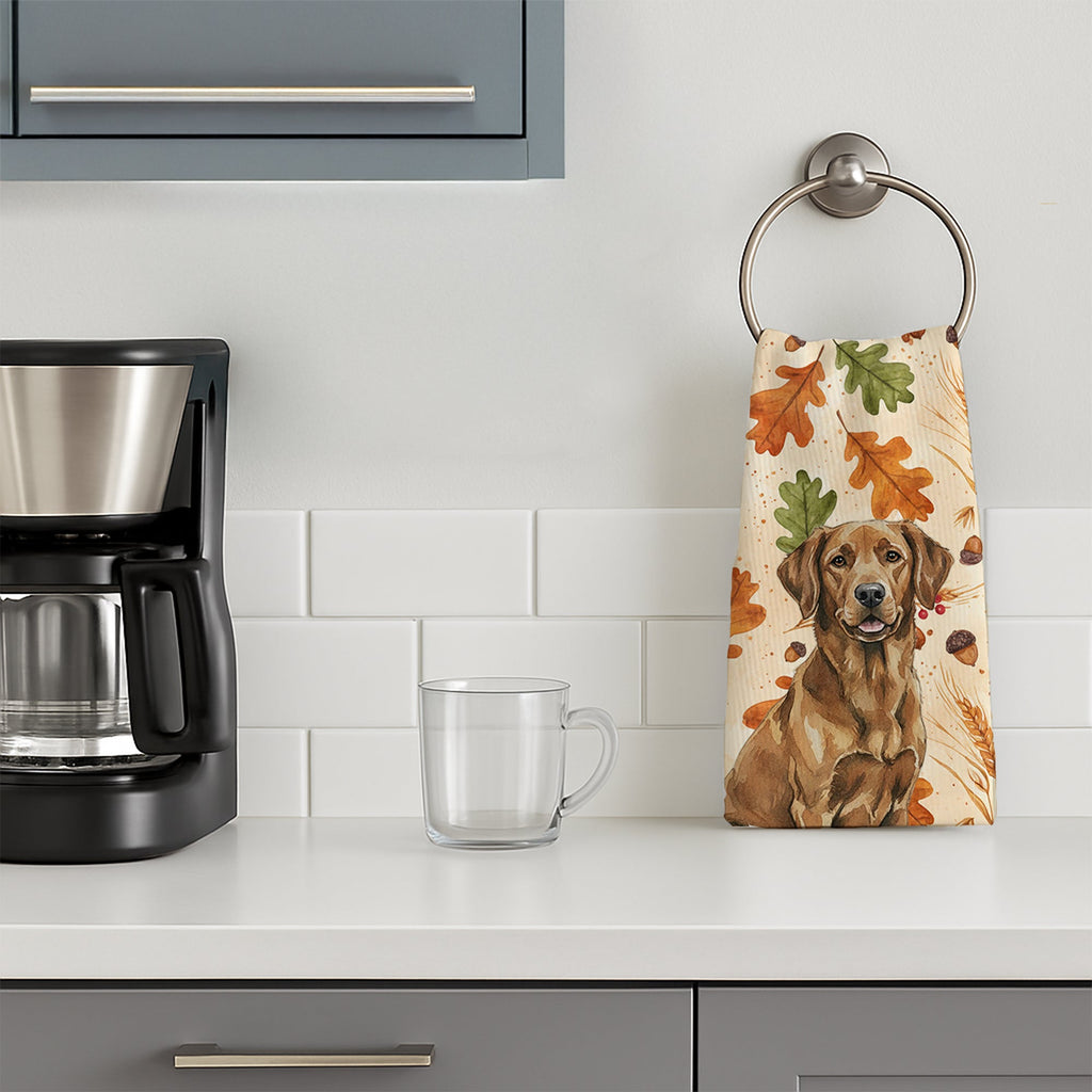 Chesapeake Bay Retriever Heirloom Fall Kitchen Towel Velour Plush Front and Cotton Loop Back Machine Washable