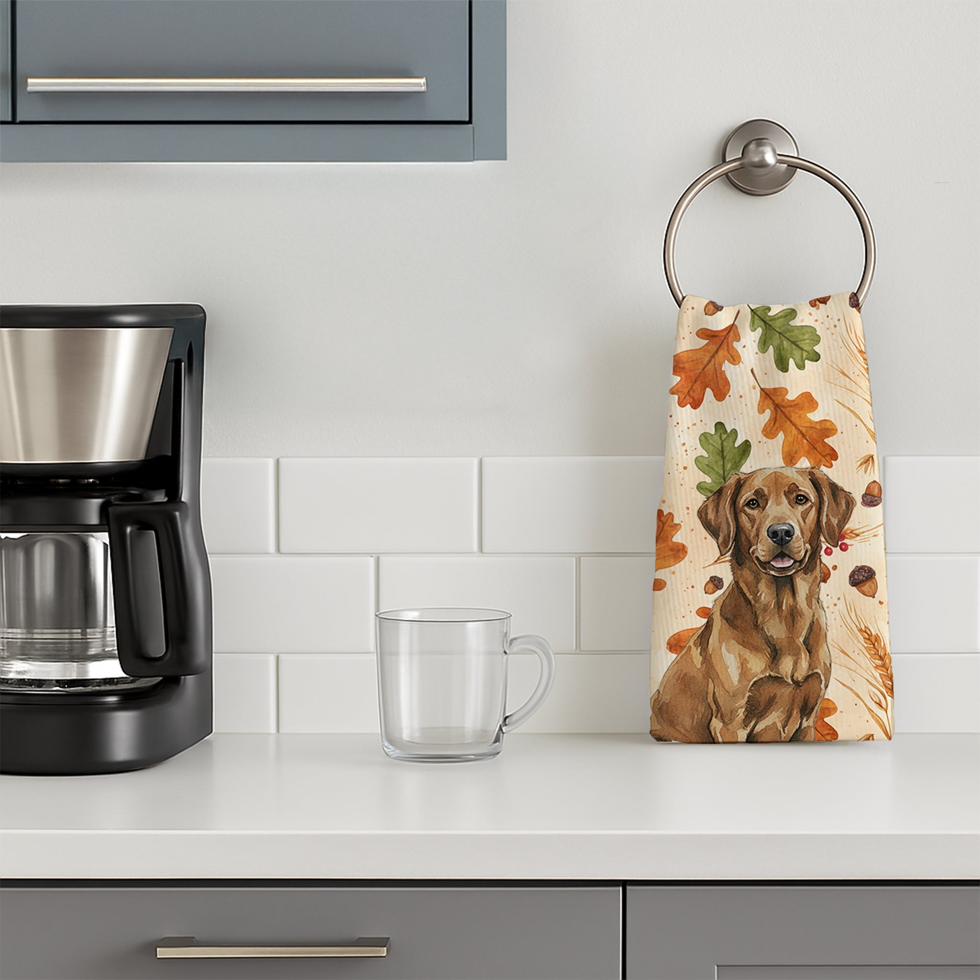 Chesapeake Bay Retriever Heirloom Fall Kitchen Towel Velour Plush Front and Cotton Loop Back Machine Washable