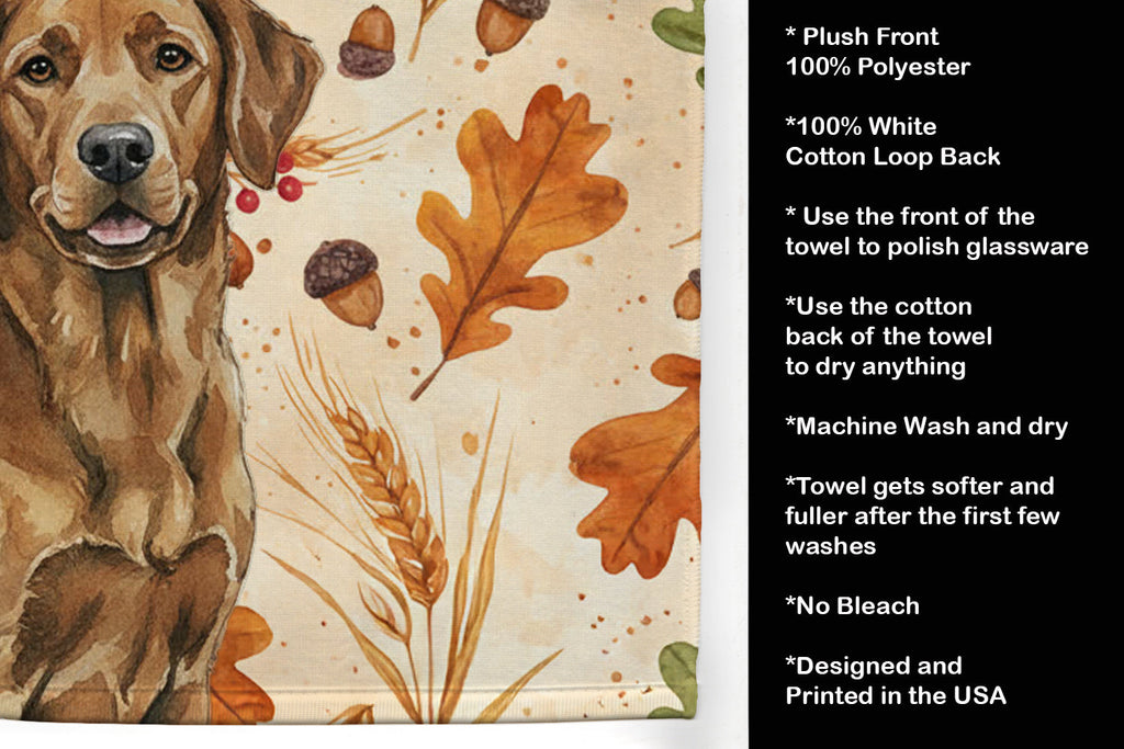 Chesapeake Bay Retriever Heirloom Fall Kitchen Towel Velour Plush Front and Cotton Loop Back Machine Washable