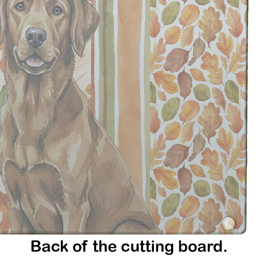 Chesapeake Bay Retriever Heirloom Fall Cutting Board Tempered Glass Kitchen Cutting Surface, Heat Resistant Chopping, Non-Slip Feet, Food Prep & Serving