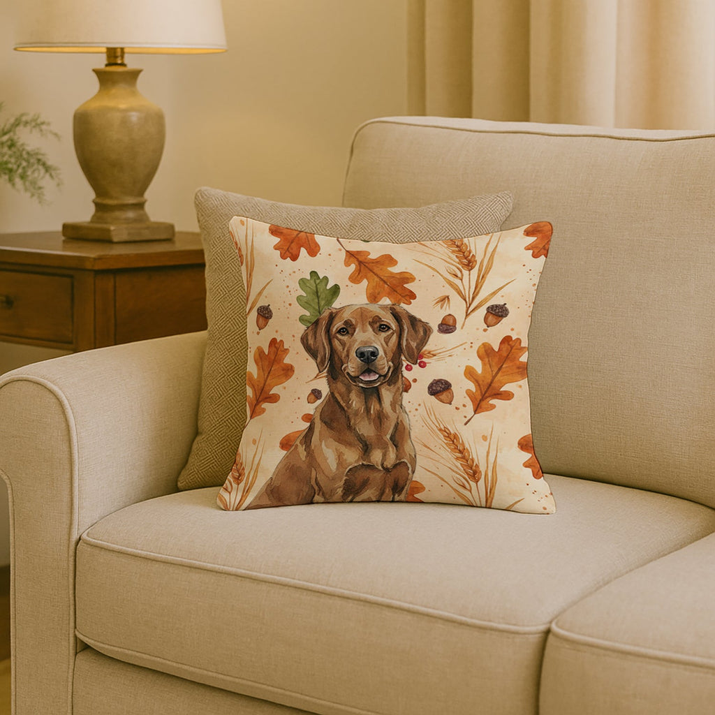 Chesapeake Bay Retriever Heirloom Fall Decorative Throw Pillow 18x18 Indoor Outdoor Accent Cushion, Fabric Cover with Insert for Sofa, Bed, Porch & Living Room