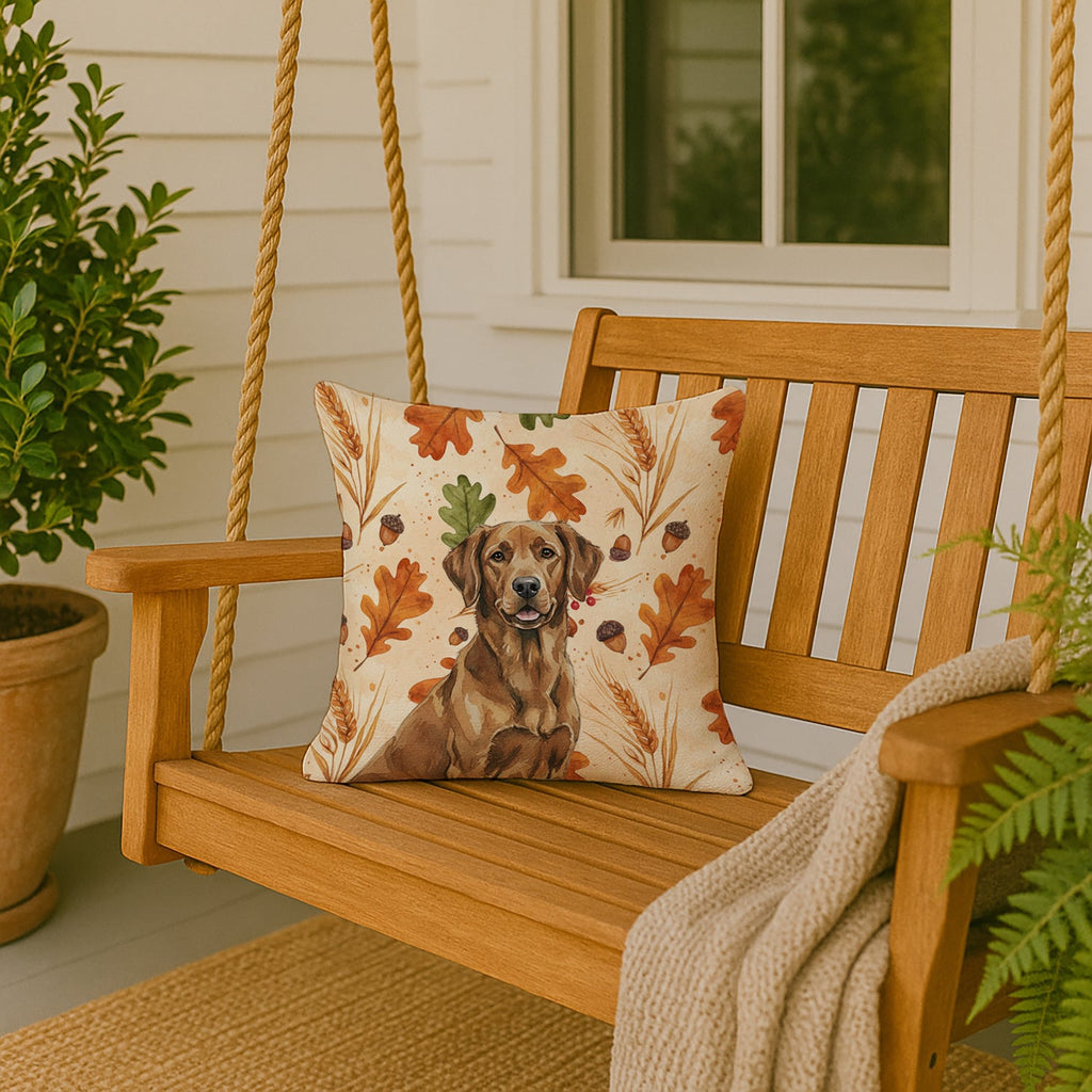 Chesapeake Bay Retriever Heirloom Fall Decorative Throw Pillow 18x18 Indoor Outdoor Accent Cushion, Fabric Cover with Insert for Sofa, Bed, Porch & Living Room