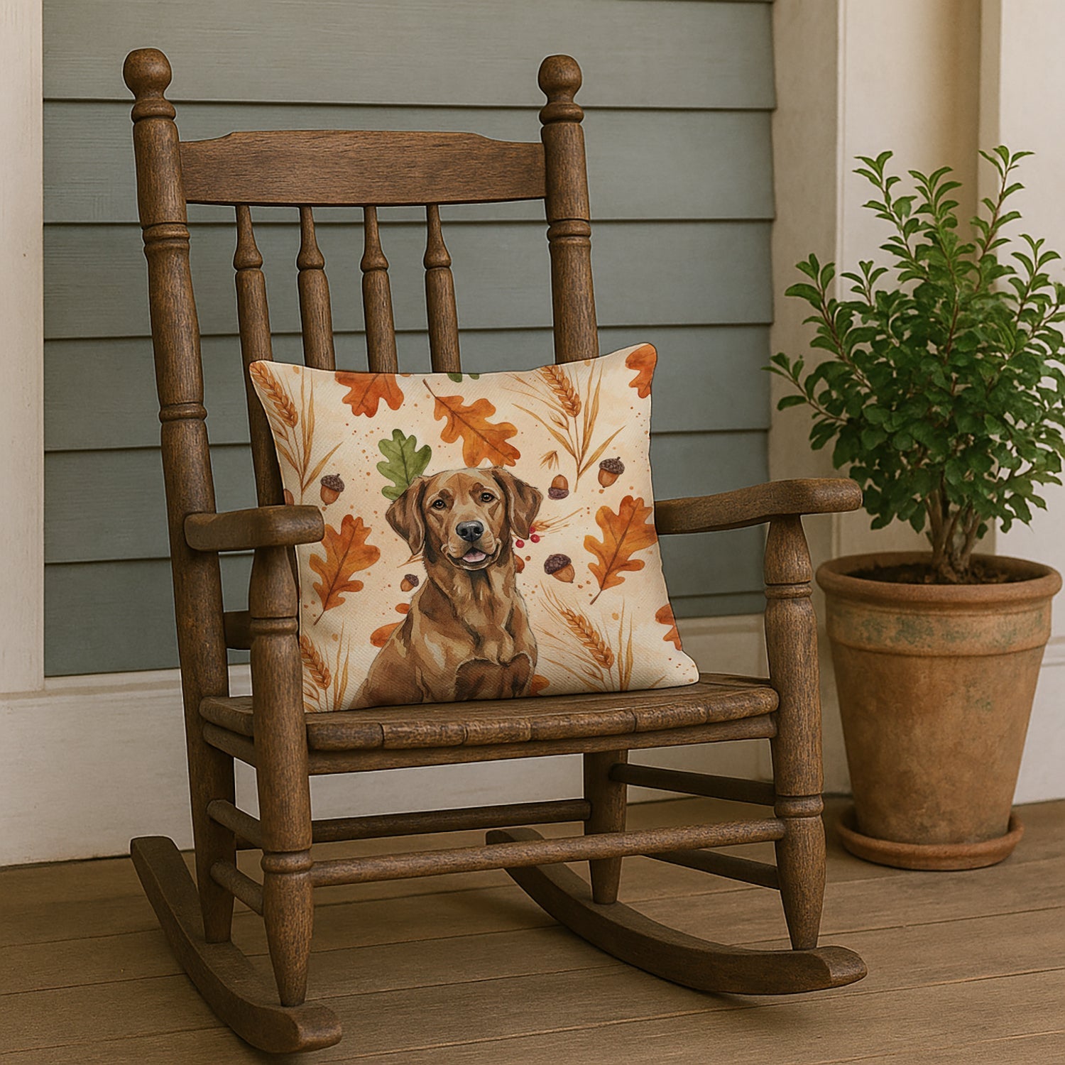 Chesapeake Bay Retriever Heirloom Fall Decorative Throw Pillow 18x18 Indoor Outdoor Accent Cushion, Fabric Cover with Insert for Sofa, Bed, Porch & Living Room