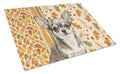 Chihuahua Heirloom Fall Cutting Board Tempered Glass Kitchen Cutting Surface, Heat Resistant Chopping, Non-Slip Feet, Food Prep & Serving