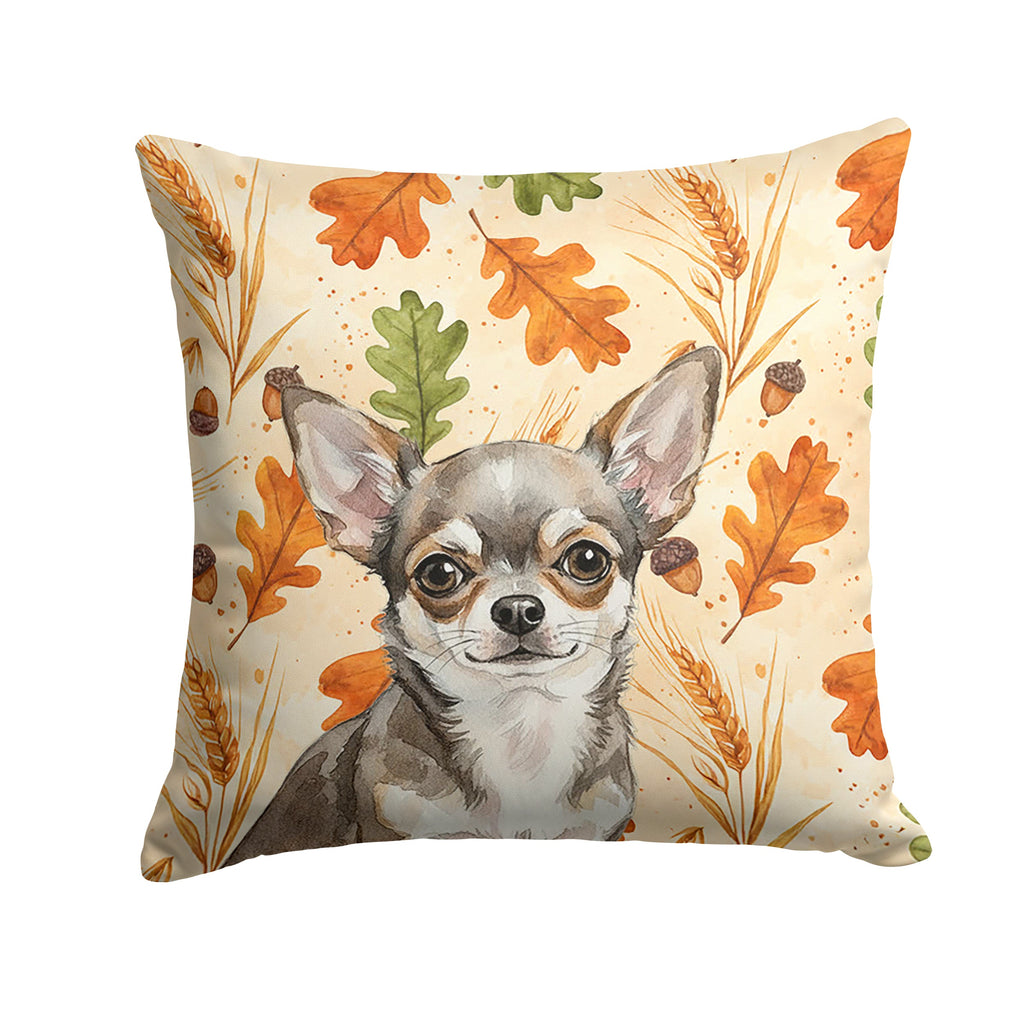 Chihuahua Heirloom Fall Decorative Throw Pillow 14x14 Indoor Outdoor Accent Cushion, Fabric Cover with Insert for Sofa, Bed, Porch & Living Room