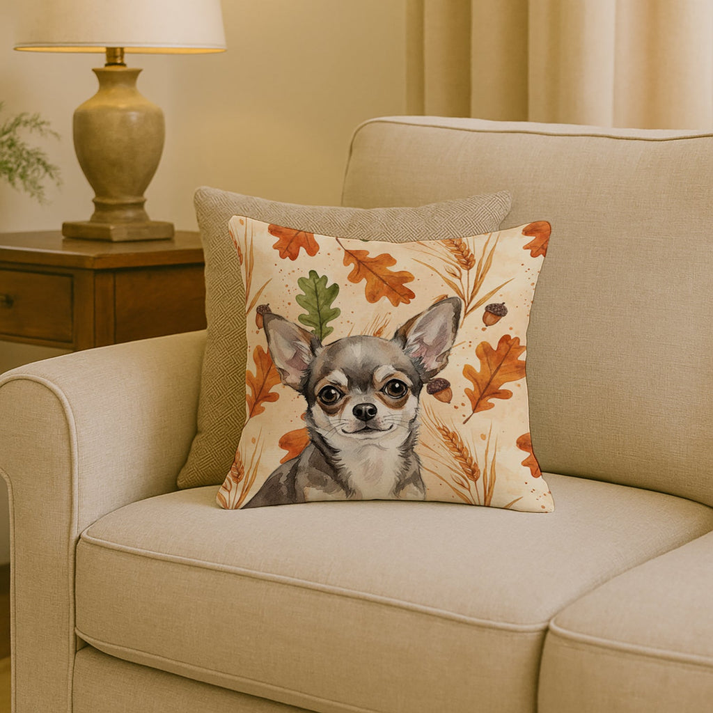 Chihuahua Heirloom Fall Decorative Throw Pillow 18x18 Indoor Outdoor Accent Cushion, Fabric Cover with Insert for Sofa, Bed, Porch & Living Room