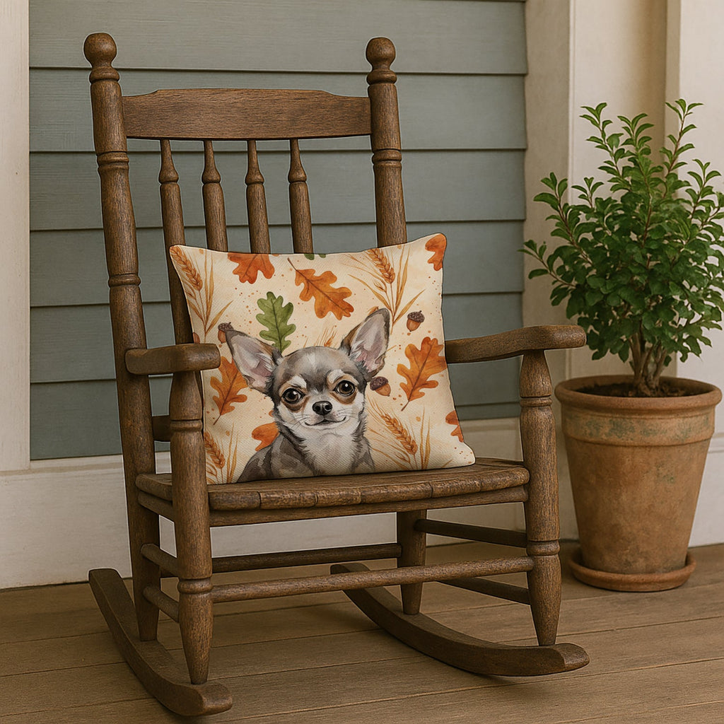 Chihuahua Heirloom Fall Decorative Throw Pillow 18x18 Indoor Outdoor Accent Cushion, Fabric Cover with Insert for Sofa, Bed, Porch & Living Room