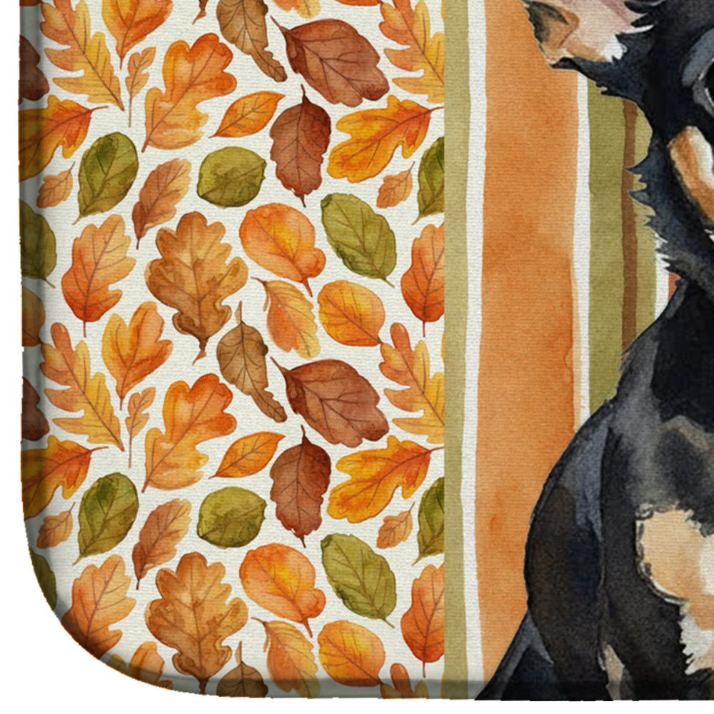 Black and Tan Chihuahua Heirloom Fall Dish Drying Mat Absorbent Dish Drying Mat Pad for Kitchen Counter Dish Drainer Mat for Countertop, 14 x 21", Multicolor