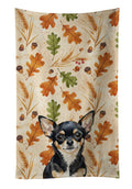 Black and Tan Chihuahua Heirloom Fall Kitchen Towel Velour Plush Front and Cotton Loop Back Machine Washable