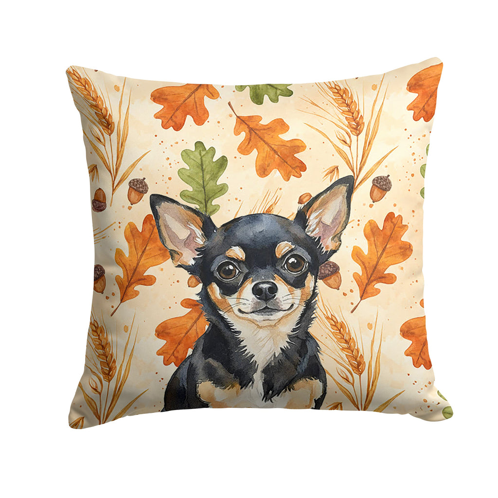 Black and Tan Chihuahua Heirloom Fall Decorative Throw Pillow 18x18 Indoor Outdoor Accent Cushion, Fabric Cover with Insert for Sofa, Bed, Porch & Living Room