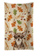 Chocolate Chihuahua Heirloom Fall Kitchen Towel Velour Plush Front and Cotton Loop Back Machine Washable