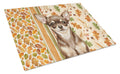 Chocolate Chihuahua Heirloom Fall Cutting Board Tempered Glass Kitchen Cutting Surface, Heat Resistant Chopping, Non-Slip Feet, Food Prep & Serving