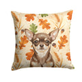 Chocolate Chihuahua Heirloom Fall Decorative Throw Pillow 14x14 Indoor Outdoor Accent Cushion, Fabric Cover with Insert for Sofa, Bed, Porch & Living Room