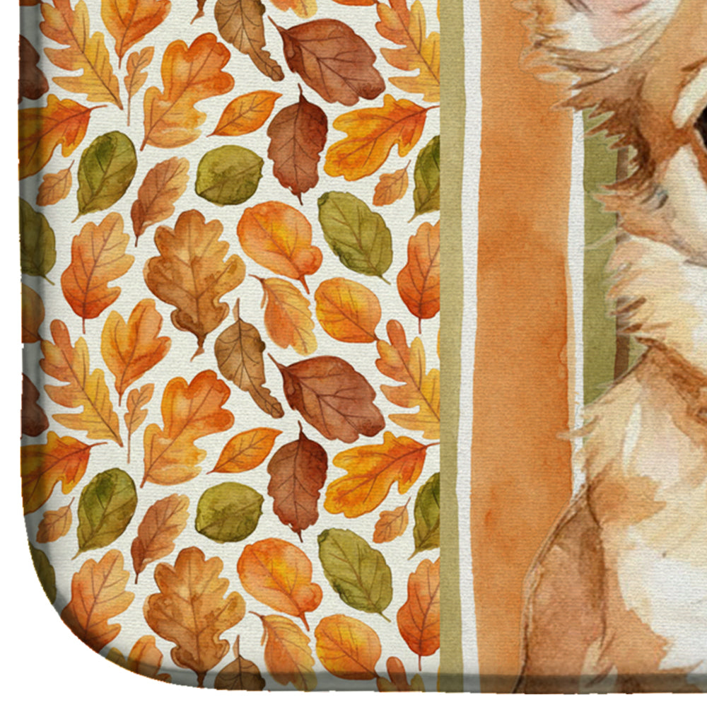 Fawn Chihuahua Heirloom Fall Dish Drying Mat Absorbent Dish Drying Mat Pad for Kitchen Counter Dish Drainer Mat for Countertop, 14 x 21", Multicolor