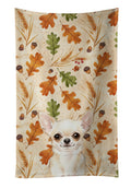 Cream Chihuahua Heirloom Fall Kitchen Towel Velour Plush Front and Cotton Loop Back Machine Washable