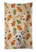 Hairless Chinese Crested Heirloom Fall Kitchen Towel Velour Plush Front and Cotton Loop Back Machine Washable