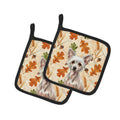 Hairless Chinese Crested Heirloom Fall Pot Holder Set of 2 Heat Resistant Quilted Hot Pads 7.5 x 7.5 Inch, Insulated Kitchen Trivets for Cooking & Baking