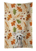 Hairless Mottled Pattern Chinese Crested Heirloom Fall Kitchen Towel Velour Plush Front and Cotton Loop Back Machine Washable