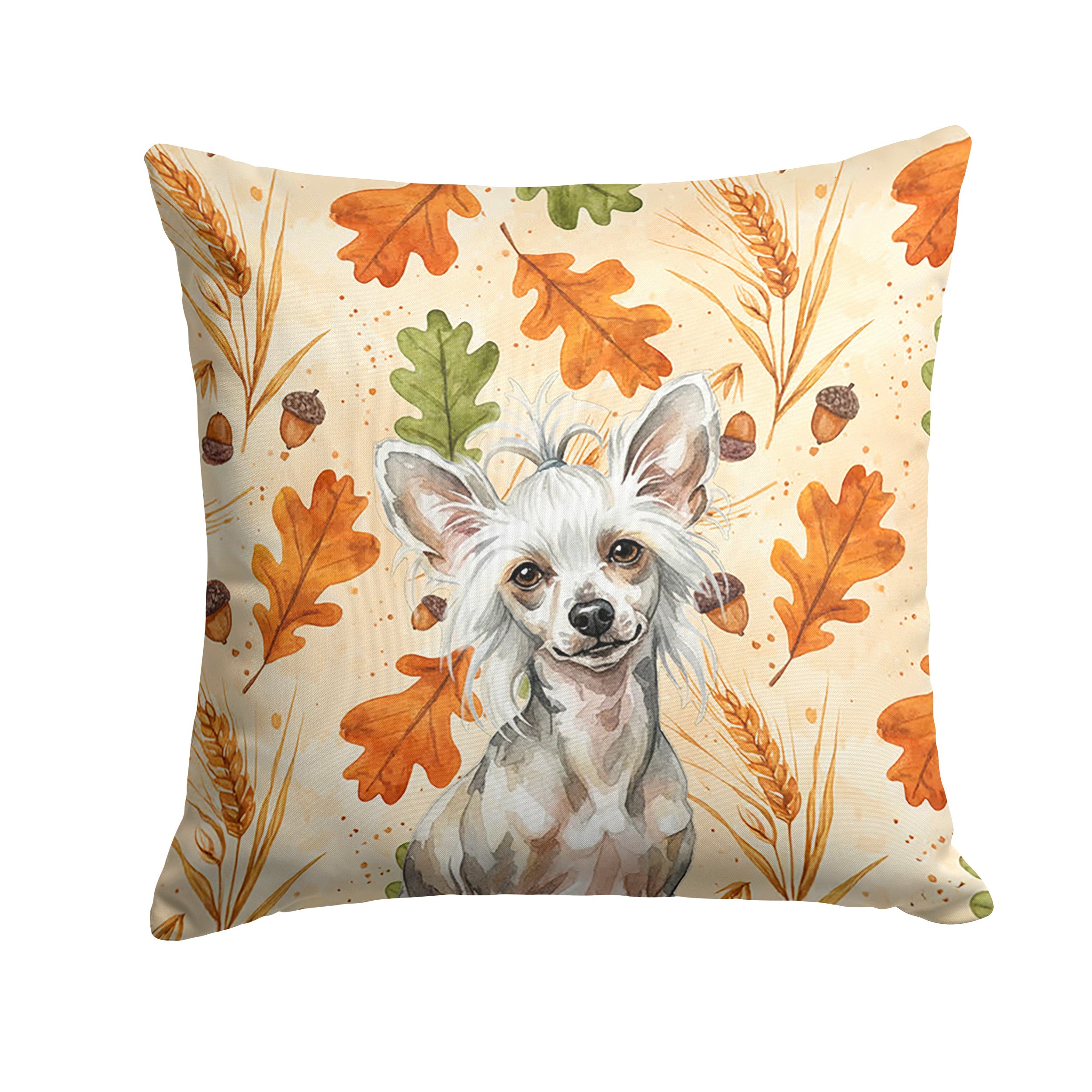 Hairless Mottled Pattern Chinese Crested Heirloom Fall Decorative Throw Pillow 18x18 Indoor Outdoor Accent Cushion, Fabric Cover with Insert for Sofa, Bed, Porch & Living Room