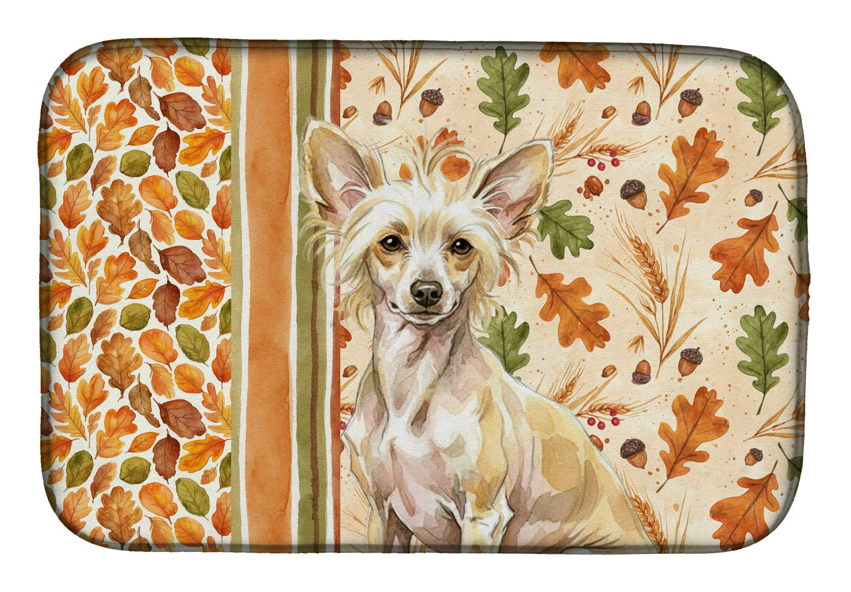 Hairless Palomino Chinese Crested Heirloom Fall Dish Drying Mat Absorbent Dish Drying Mat Pad for Kitchen Counter Dish Drainer Mat for Countertop, 14 x 21", Multicolor