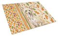 Hairless Palomino Chinese Crested Heirloom Fall Cutting Board Tempered Glass Kitchen Cutting Surface, Heat Resistant Chopping, Non-Slip Feet, Food Prep & Serving