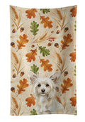 Powderpuff Chinese Crested Heirloom Fall Kitchen Towel Velour Plush Front and Cotton Loop Back Machine Washable